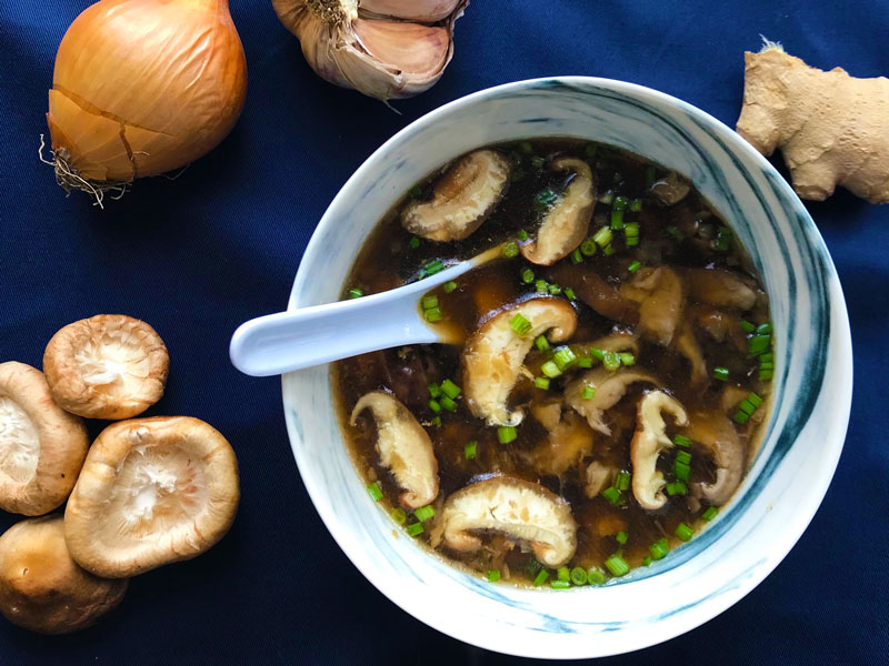 Brothy Shiitake Soup With Ginger And Garlic My Cancale Kitchen