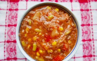 brunswick stew-hearty chicken tomato vegetable soup from Virginia