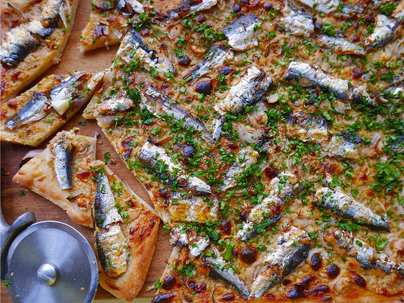 sardine tarte flambée puff pastry hors d'oeuvre