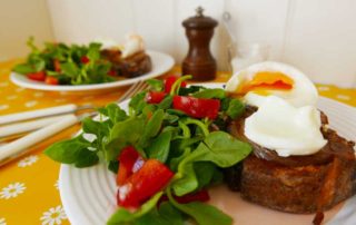 Savory French Toast Tartines with Spiced Tomato Salad