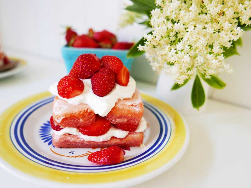 Strawberries and Cream Tiramisu (with Elderflower Liqueur)